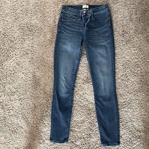 Dark wash J Crew toothpick jeans, excellent cond.